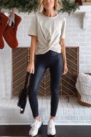 Margovil High Waist Faux Leather Full-length Leggings