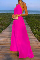Margovil Chain Halter Open Back Maxi Swing Dress