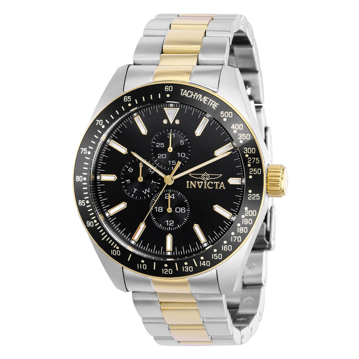 Invicta 38969 Men's Aviator Black Bezel Two Tone Bracelet Watch