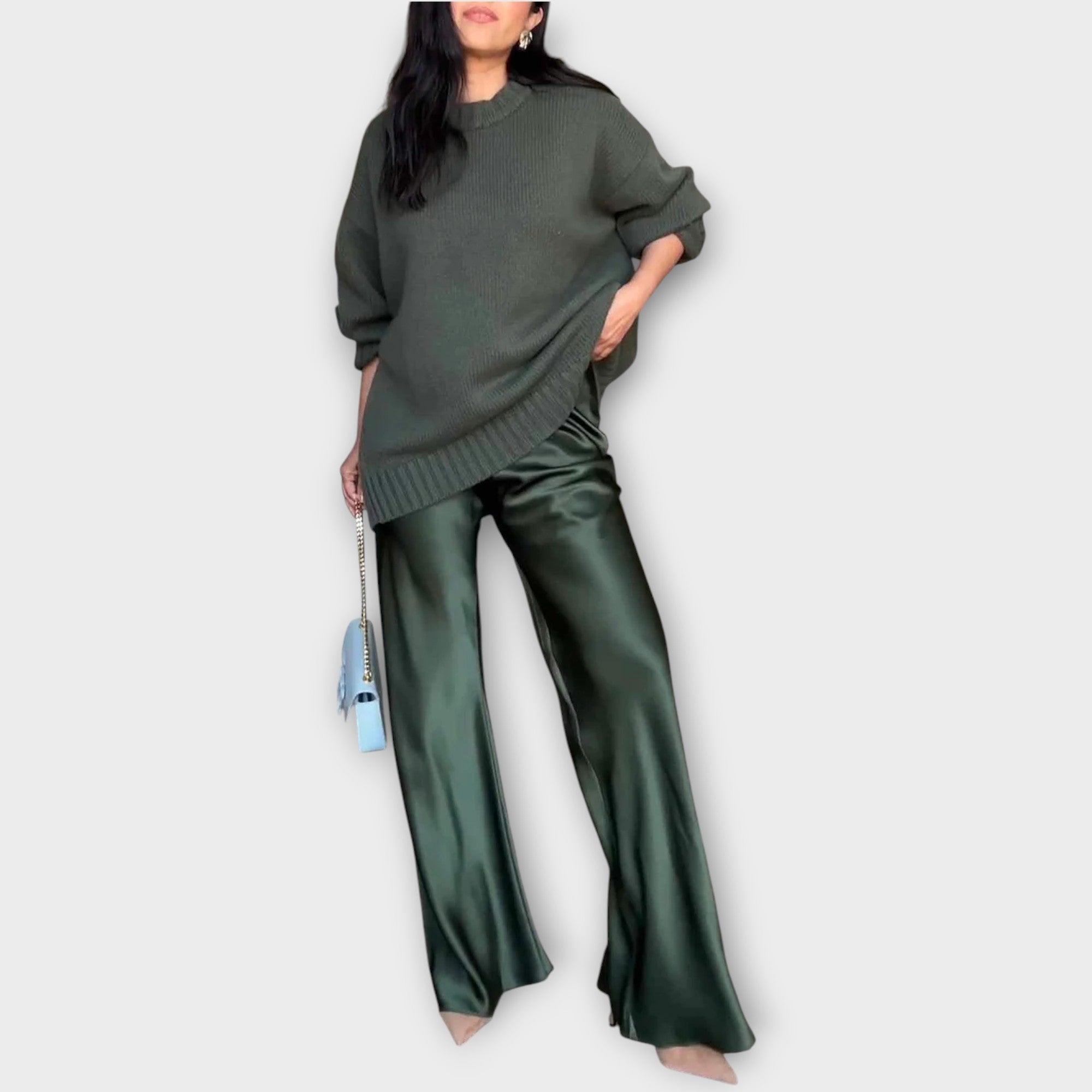 Relaxed Luxe Knit Satin Set
