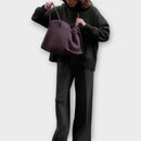 Relaxed Knit Set with High-Neck Sweater and Wide-Leg Pants