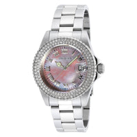 Invicta 19874 Women's Angel Crystal Accented Bezel Pink MOP Dial Steel Bracelet Watch