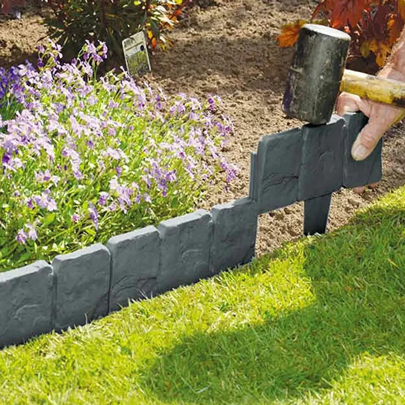 Stone-Look Garden Border Edging — 10-Piece Interlocking Set