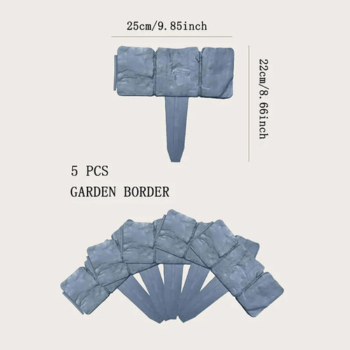 Stone-Look Garden Border Edging — 10-Piece Interlocking Set