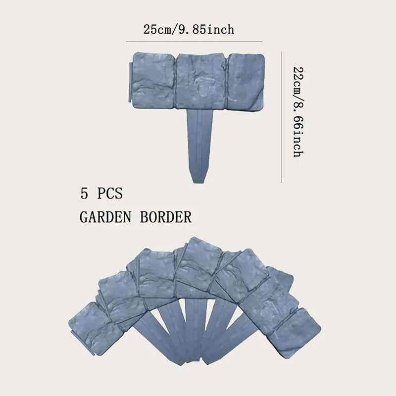 Stone-Look Garden Border Edging — 10-Piece Interlocking Set