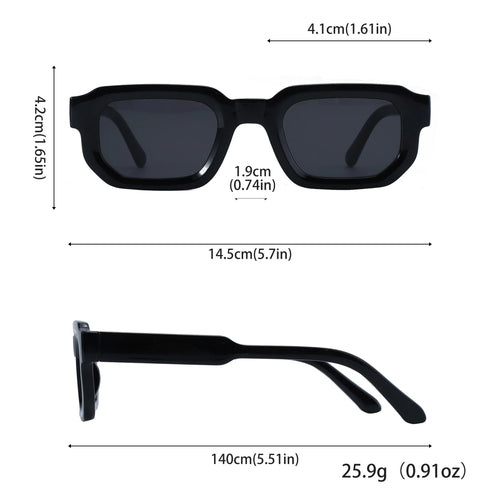 🕶️🔆 6 - Pack Vintage Rectangle Frame Sunglasses for Men & Women with UV400 Protection