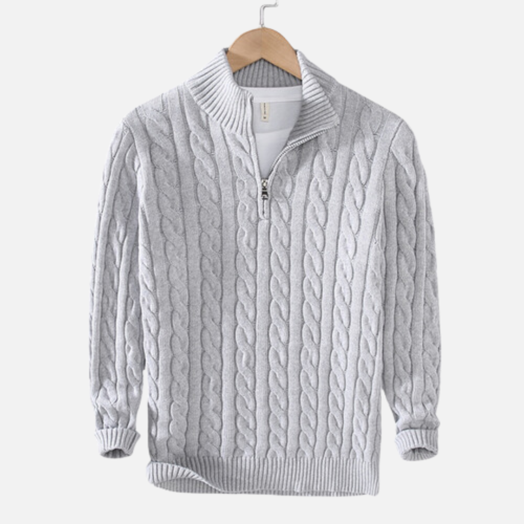 Wool Blend Half-Zip Sweater – British Style