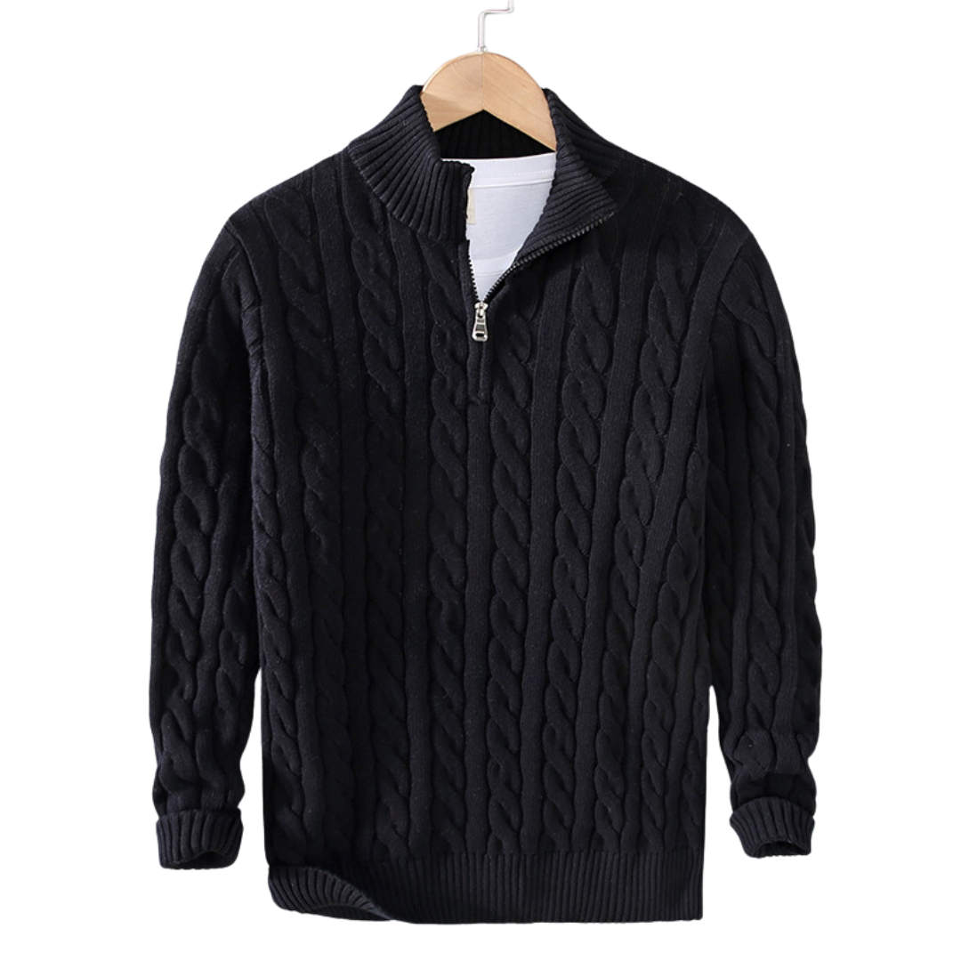 Wool Blend Half-Zip Sweater – British Style