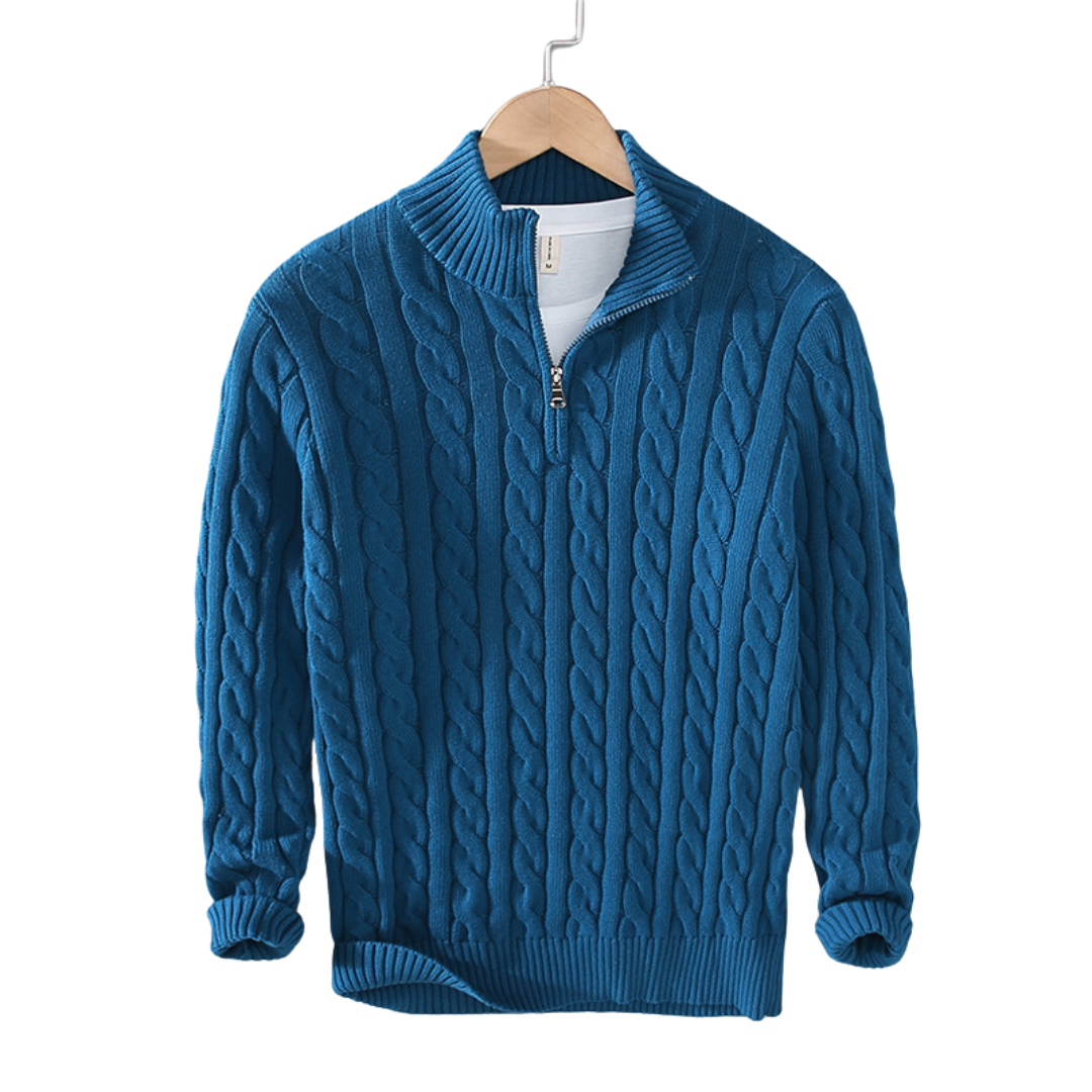 Wool Blend Half-Zip Sweater – British Style