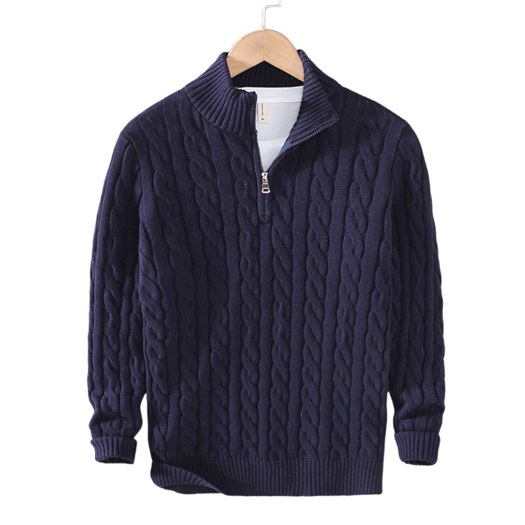 Wool Blend Half-Zip Sweater – British Style