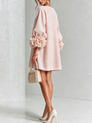 Pink Floral Button-down Mini Dress With Striking Floral Cuffs