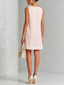 Pink Sleeveless Floral Button-front Mini Dress