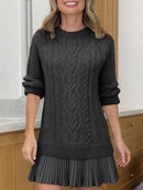 Ivory Cable-Knit Sweater Mini Dress