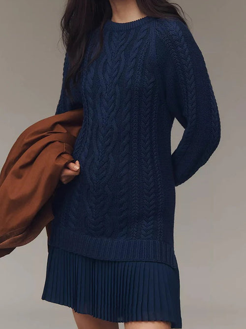 Ivory Cable-Knit Sweater Mini Dress