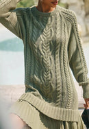 Ivory Cable-Knit Sweater Mini Dress
