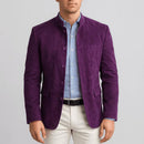 Suede blazer with Chinese collar