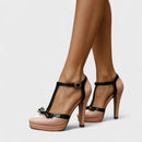 Elegant Bow Strap High Heels